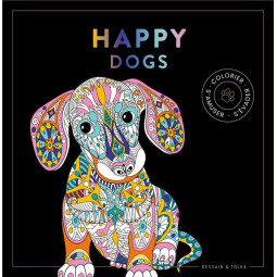 Black coloriage Happy dogs...